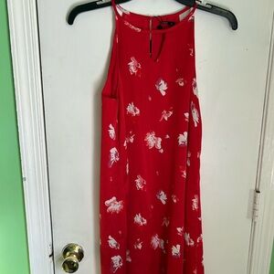 Only Red Dress with Floral Accents